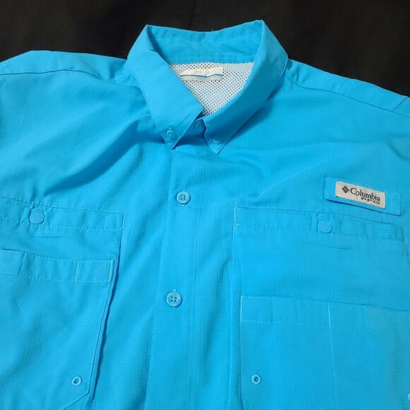 Columbia Sportswear Company Mens Button Up Shirt Blue Size L Polyester Pockets - Picture 10 of 12